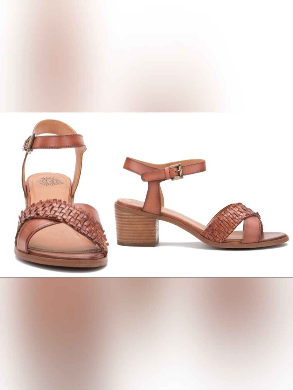 🌻 Woven Leather Ankle-Strap Sandal in Tan - Like New